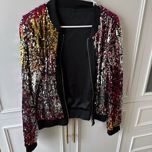 Sequin Bomber Jacket - Multicolor